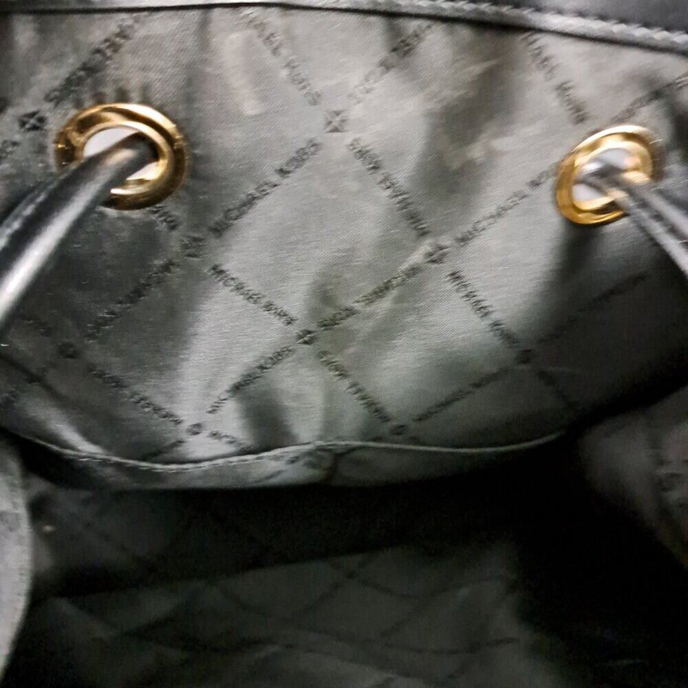 Michael Kors Large Abbey Cargo Nylon Drawstring Backpack Black - Picture 6 of 11
